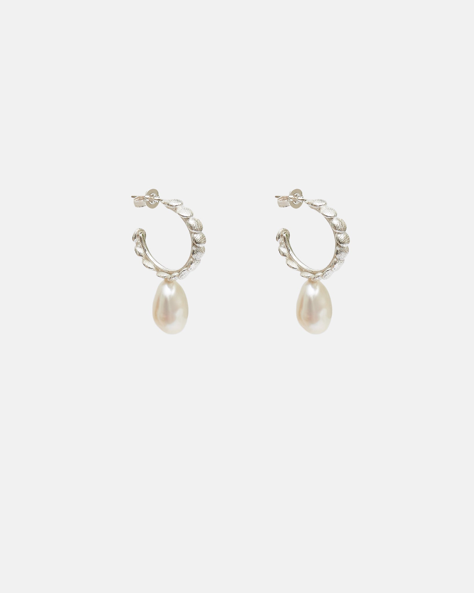 MINI BB HOOPS WITH PEARLS - SILVER