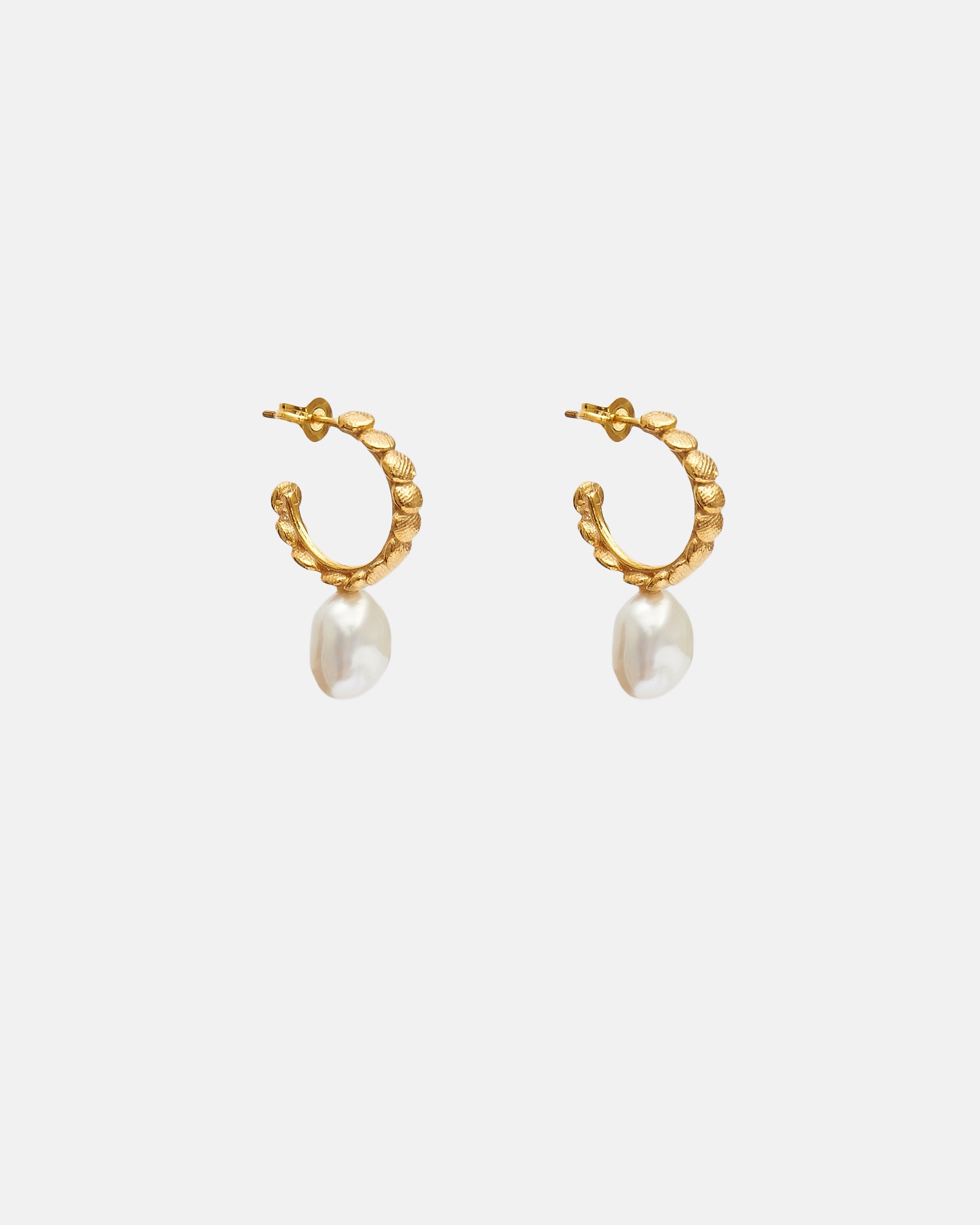 MINI BB HOOPS WITH PEARLS - GOLD