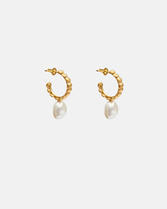 MINI BB HOOPS WITH PEARLS - GOLD